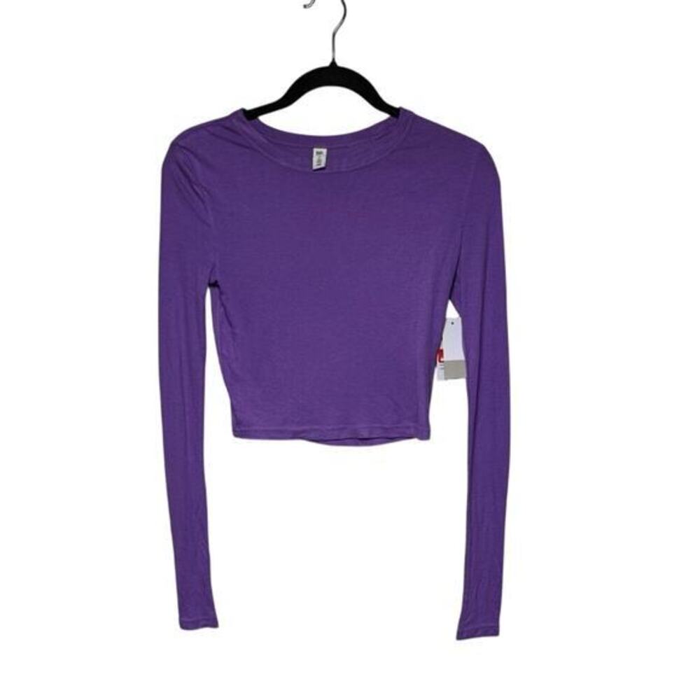 BP. Ribbed Purple Cropped Long Sleeve Top Womens Size Medium New